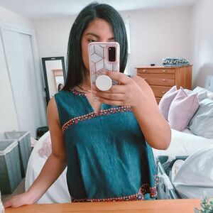 Embroidered Denim Sleeveless Top